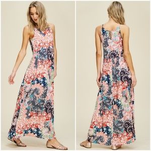 ITY Knit Floral Puff Embossed Maxi Dress